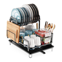 Home Kitchen Double Layer Drainage Rack, Multifunctional Cutting Board Rack, New Type of Water Collection Tray, Detachable, Modern And Minimalist Dishes