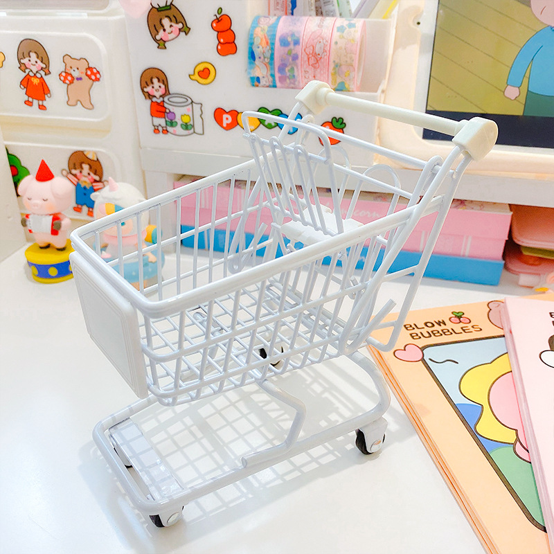 Beauty Egg Rack Girl Heart Iron Art Shopping Cart Storage Box Desktop Decoration Cute Mini Cart