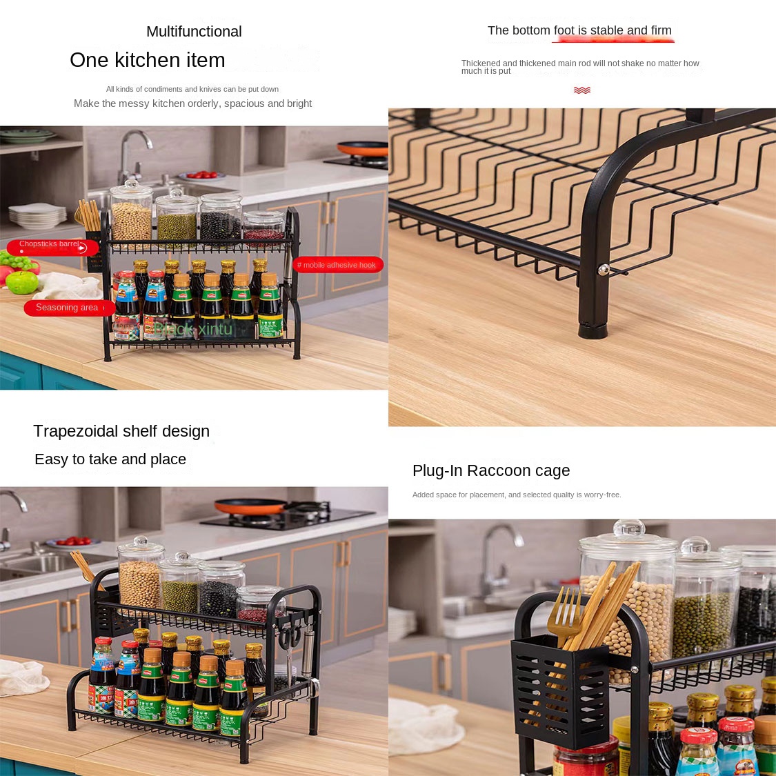 Multifunctional Household Storage Rack, Tabletop Seasoning Products, Multi-layer Chopsticks Rack, Kitchen Seasoning Storage Rack