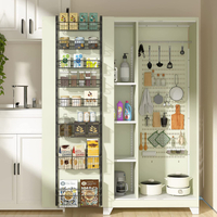 Home Multi-level Adjustable Basket Food Storage Room Organizing Rack with Detachable Space Saving Door Hanging Rack with Square Tube
