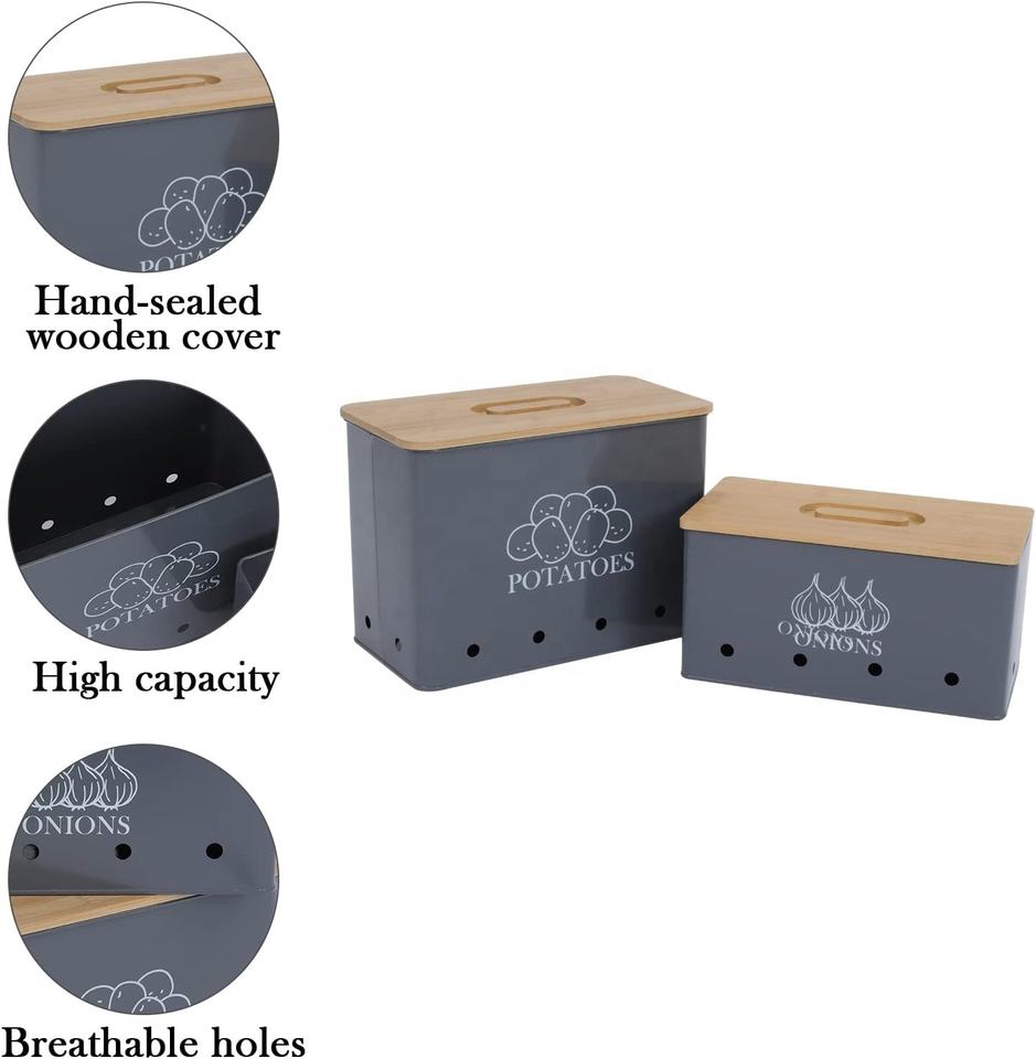 Potato Onion Garlic Storage Bin with Lid Set of 3 Potato Storage For Pantry Garlic Keeper For Counter