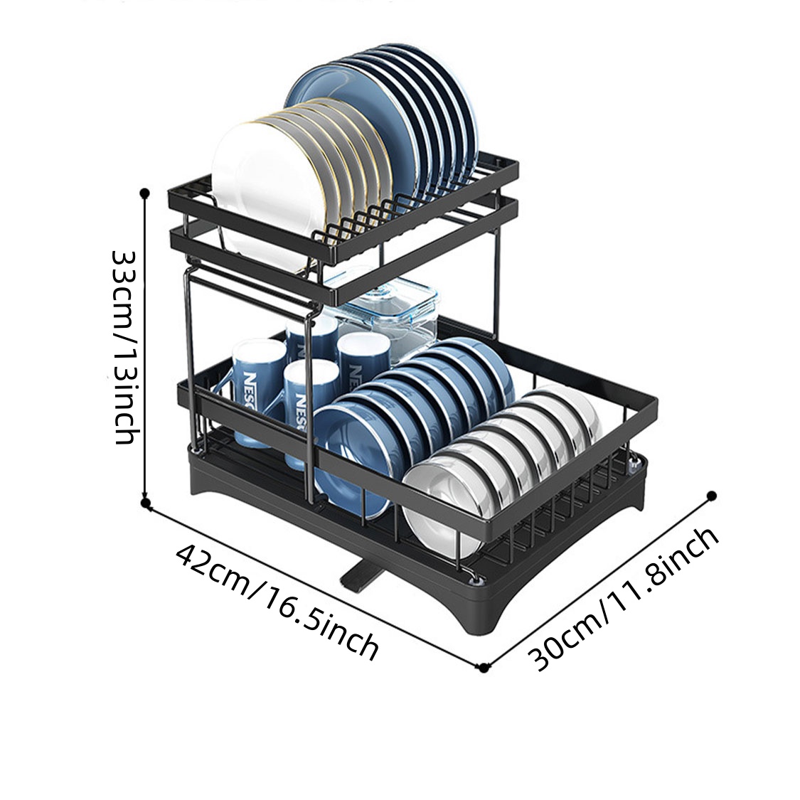 Kitchen Drainage Bowl And Dish Rack, Bowl And Dish Storage Rack, Detachable Water Guiding Double Layer Bowl And Dish Storage Rack, Chopsticks Rack