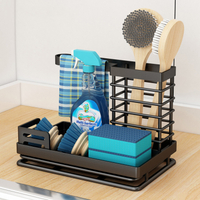 Sponge Dishwashing Brush Storage Rack with Drainage Tray, Detachable Kitchen Sink Storage Rack, Cloth Rack
