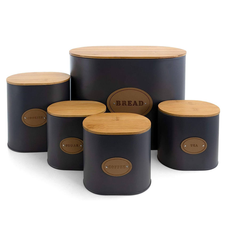 Vintage Metal Storage And Organization Food And Coffee Canister Set Collection