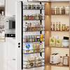 Home Multi-level Adjustable Basket Food Storage Room Organizing Rack with Detachable Space Saving Door Hanging Rack