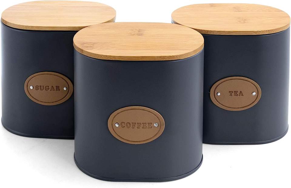 Vintage Metal Storage And Organization Food And Coffee Canister Set Collection