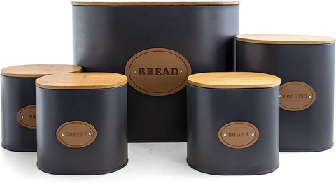Vintage Metal Storage And Organization Food And Coffee Canister Set Collection
