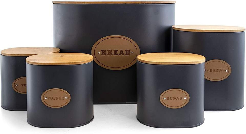 Vintage Metal Storage And Organization Food And Coffee Canister Set Collection