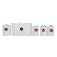 Galvanized Steel Set of 5pcs Coffee Tea Sugar Bread Biscuits Storage Can