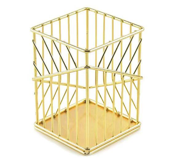 Creative Item Storage Basket Iron Art Desktop Sundry Sorting Storage Basket Home Pen Holder Rose Gold Storage Basket
