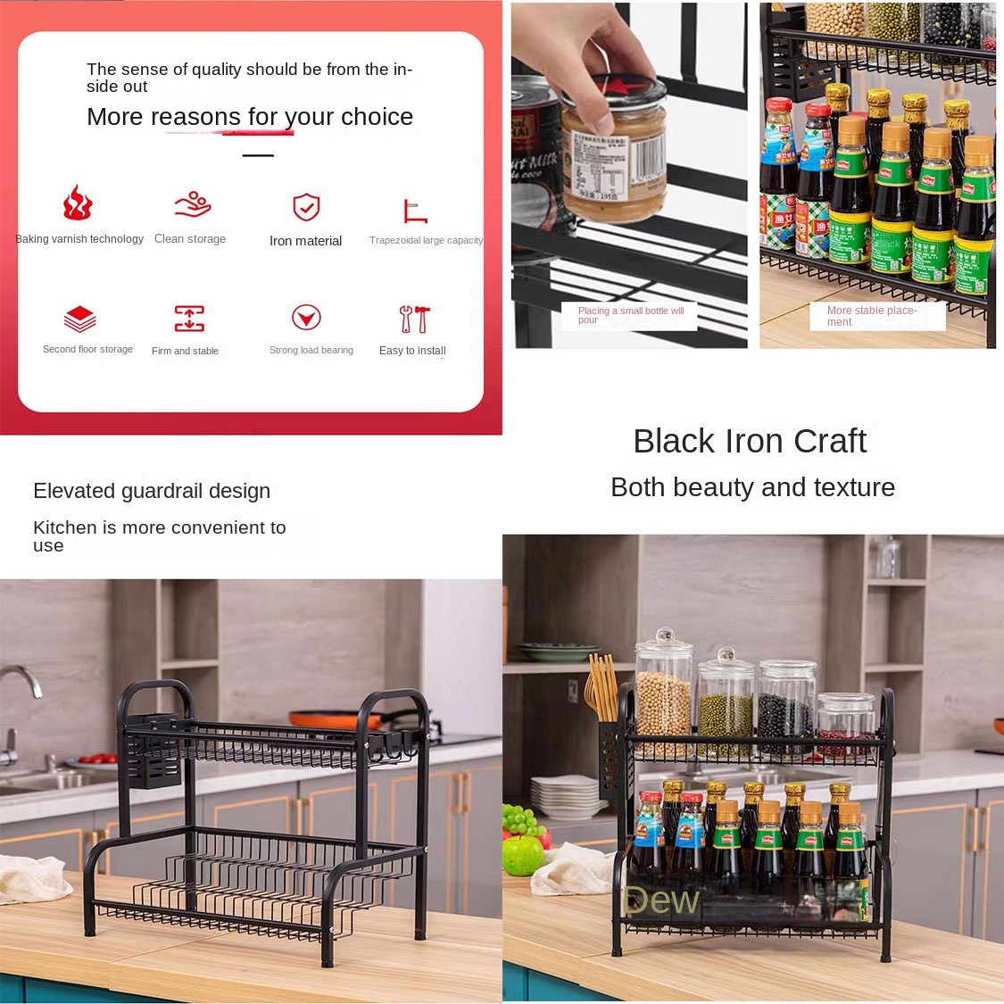 Multifunctional Household Storage Rack, Tabletop Seasoning Products, Multi-layer Chopsticks Rack, Kitchen Seasoning Storage Rack